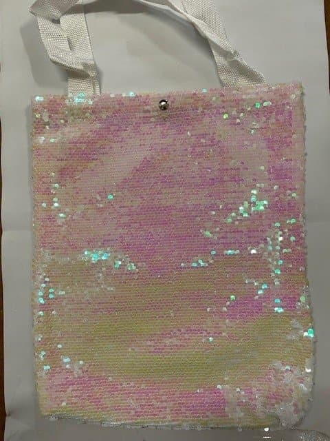 Tote bag med Paljetter - Rosa/Vit