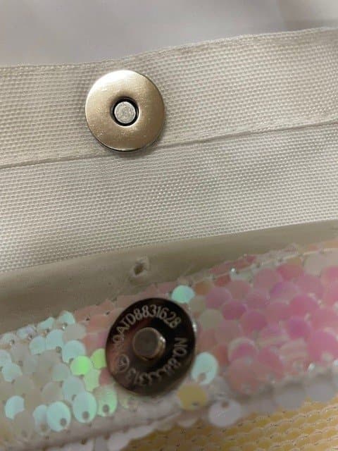 Tote bag med Paljetter - Rosa/Vit