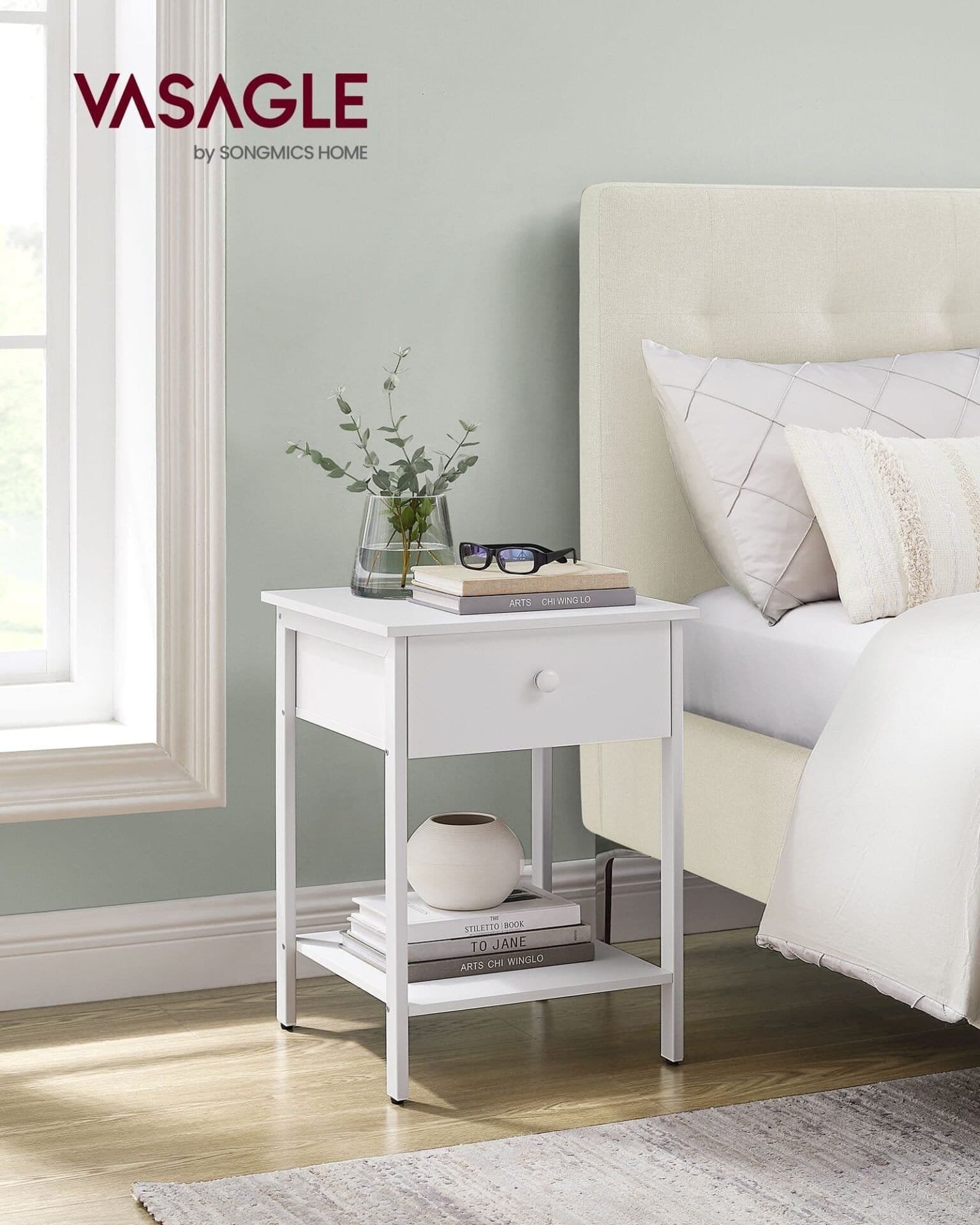 Nattduksbord, Sidobord med låda och hylla, Nattduksbord, Sidobord, LET055W14