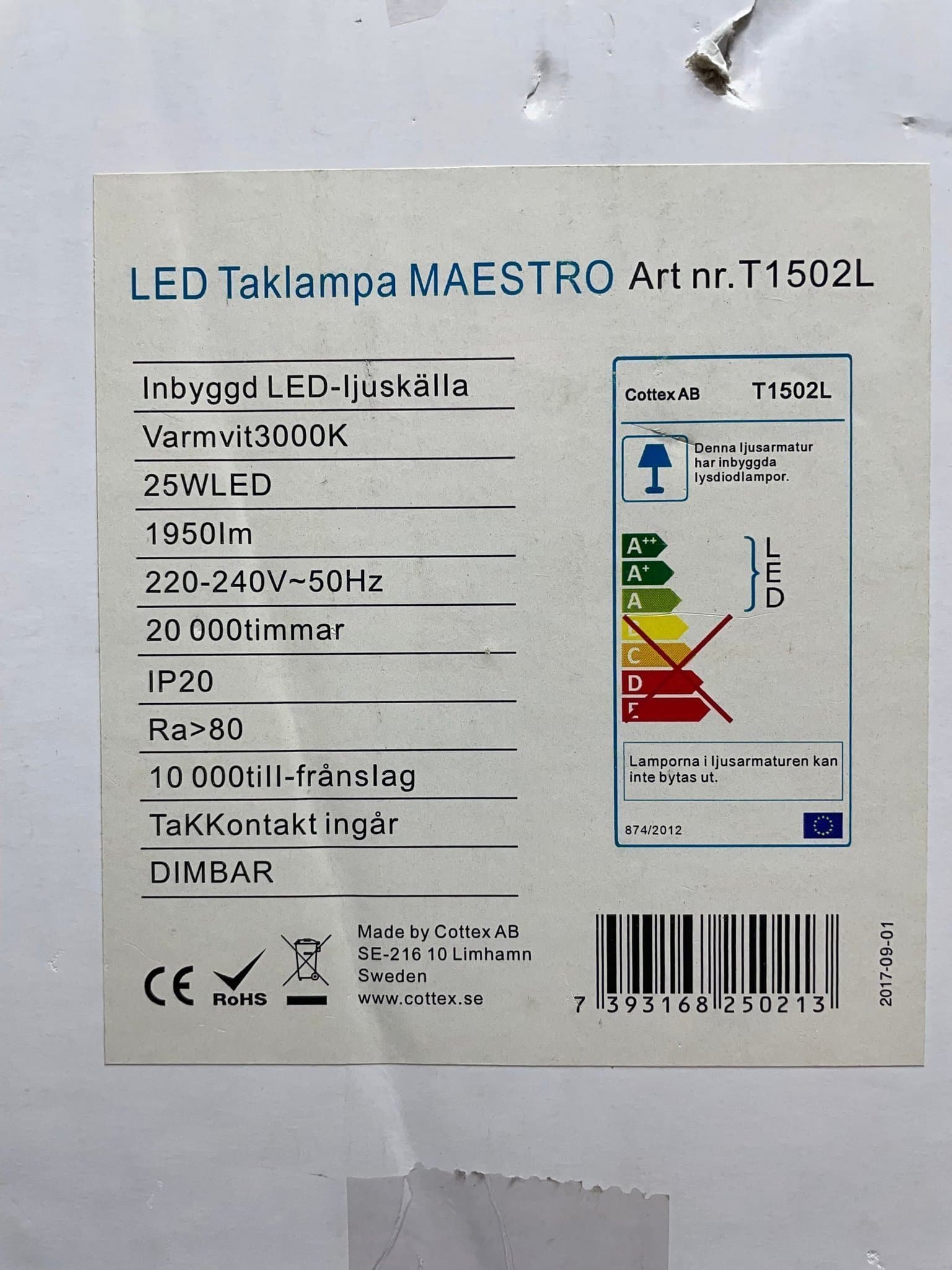 Cotttex LED Taklampa Maestro T1502L - Dimbar