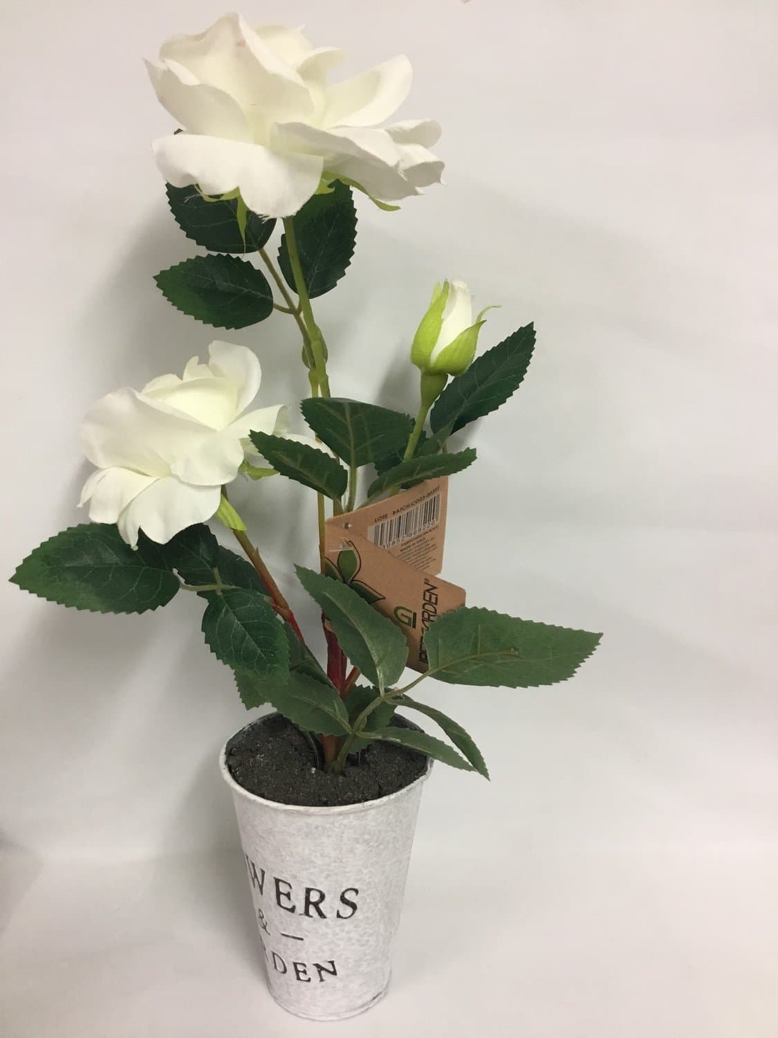 Konstgjord växt / Vita rosor i fin kruka
