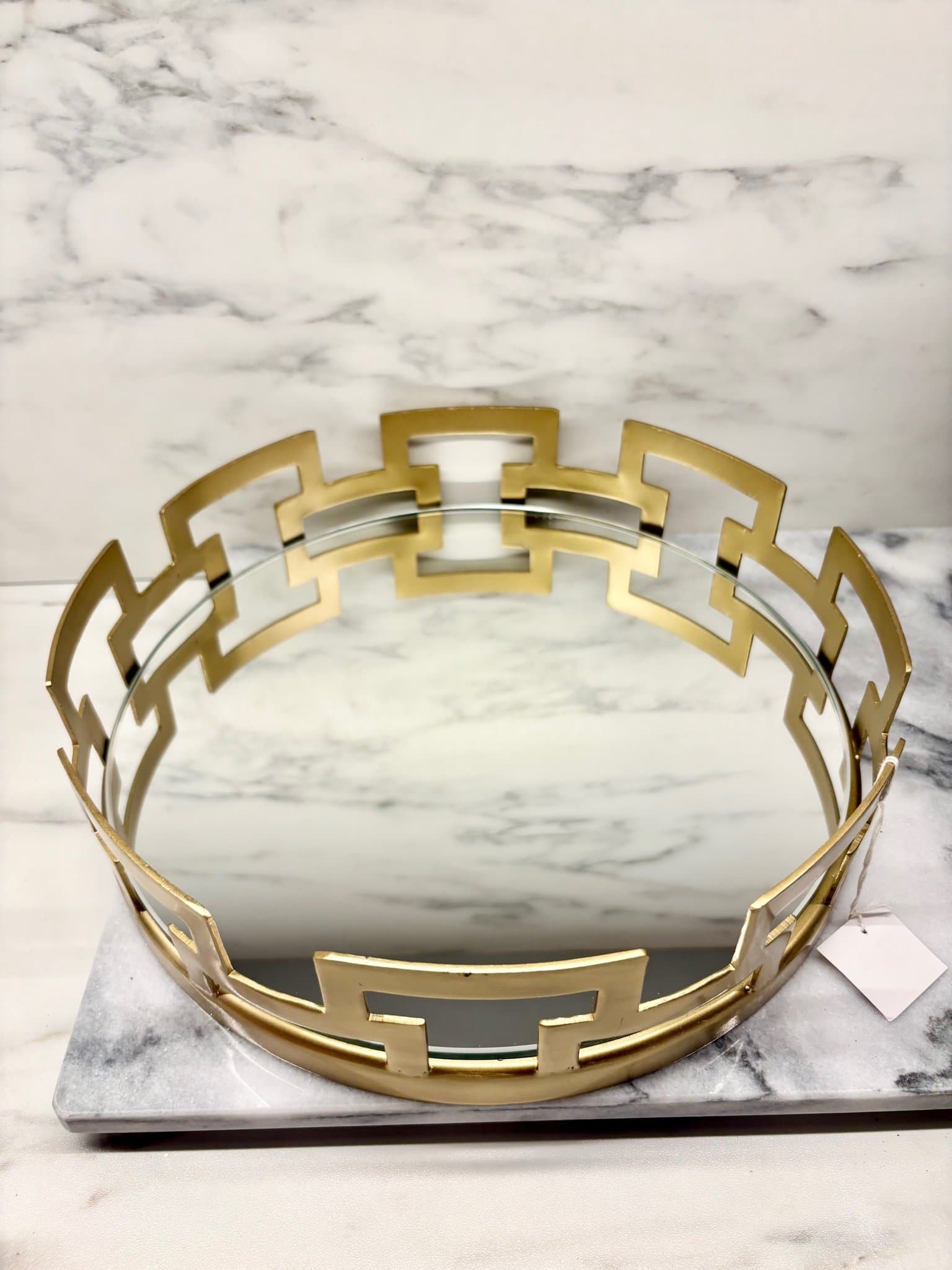 Dekorativ rund Spegelbricka ø31cm i Guld med spegelbotten