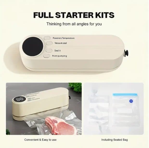 Kompakt USB-laddningsbar vakuumförpackningskit med digital display