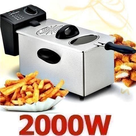 Fritös 3 liter 2000 Watt Rostfri Proffsmaskin
