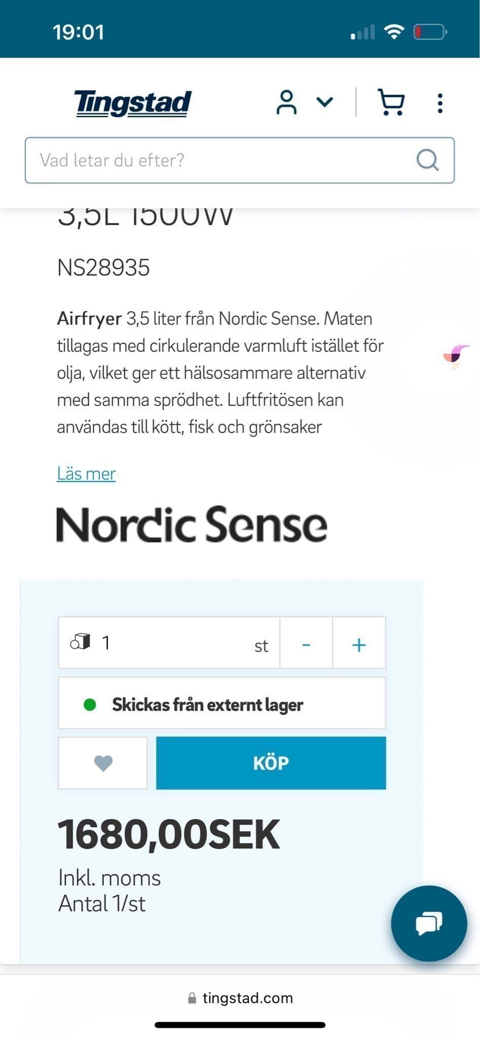 Air fryer Nordic Sense ( airfryer inredning nygl