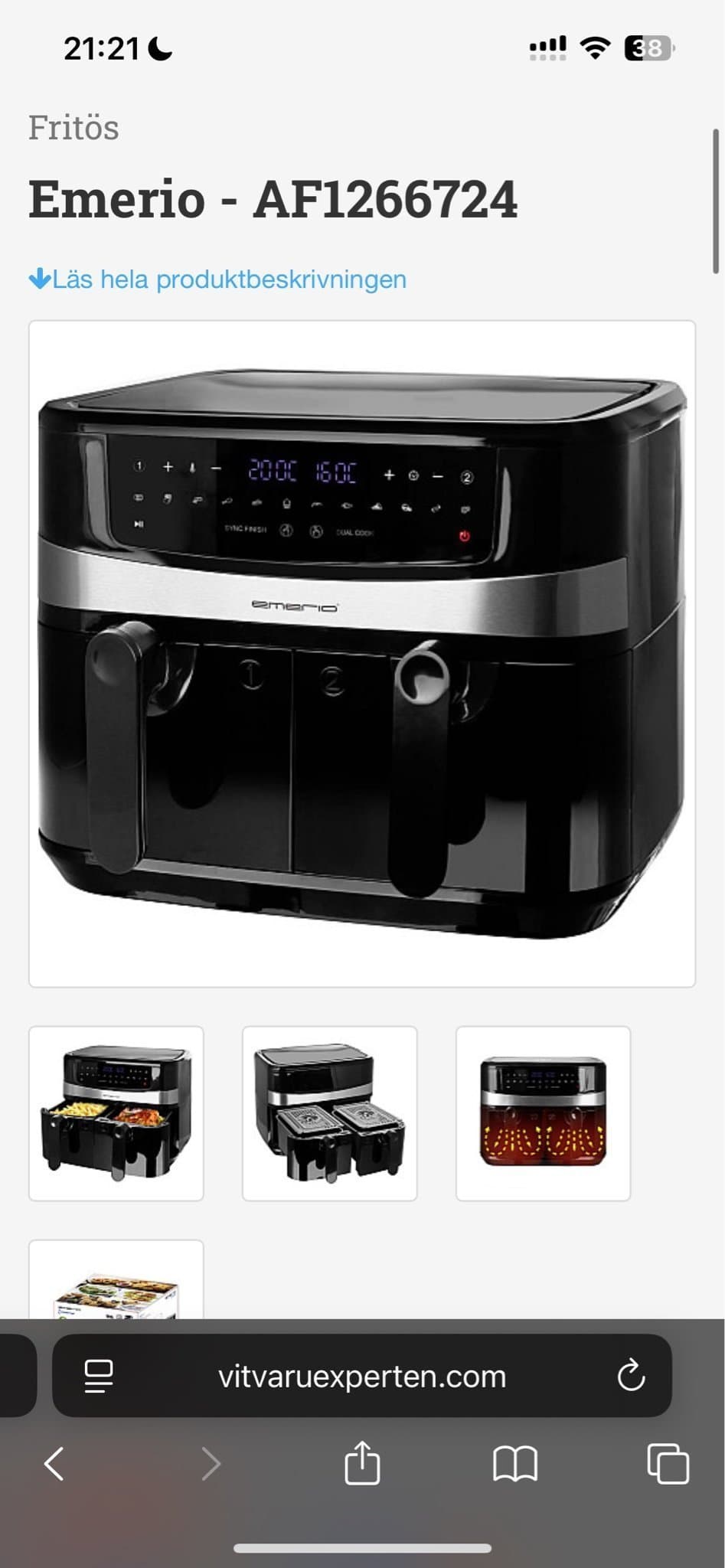 Emerio Air fryer med dubbla fack