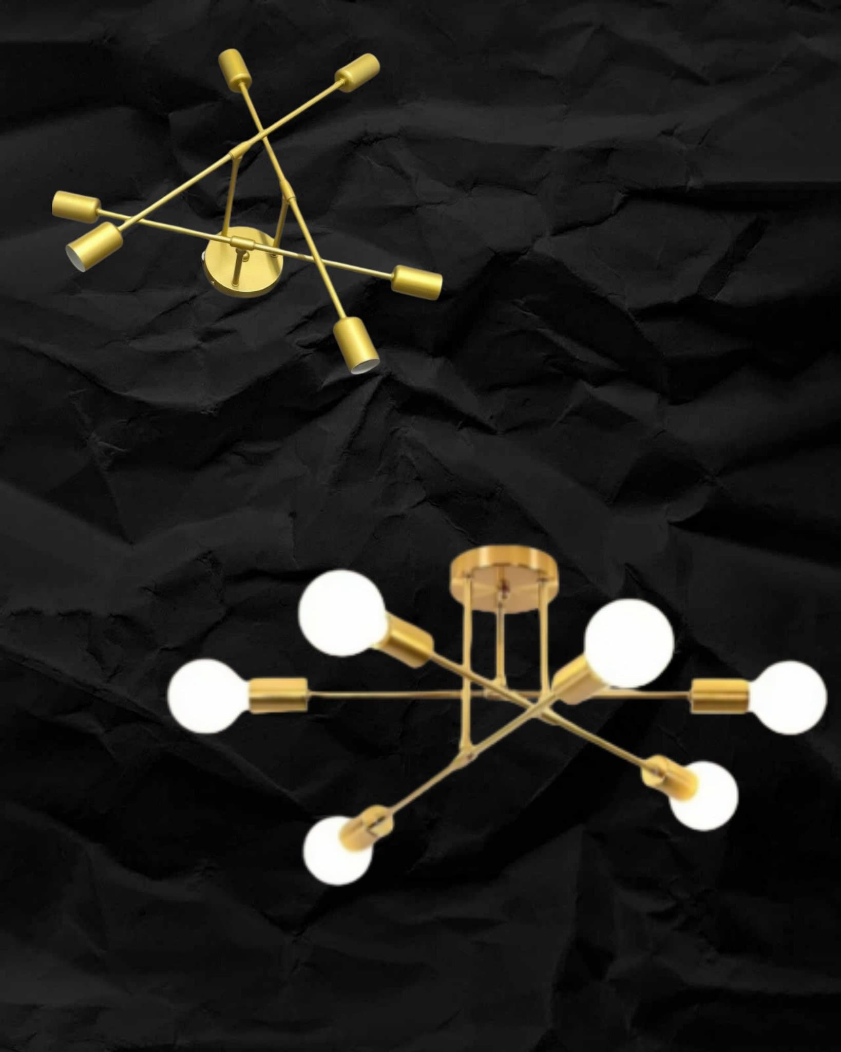 1 st mångsidig retro taklampa i guldfärg – E26 sockel