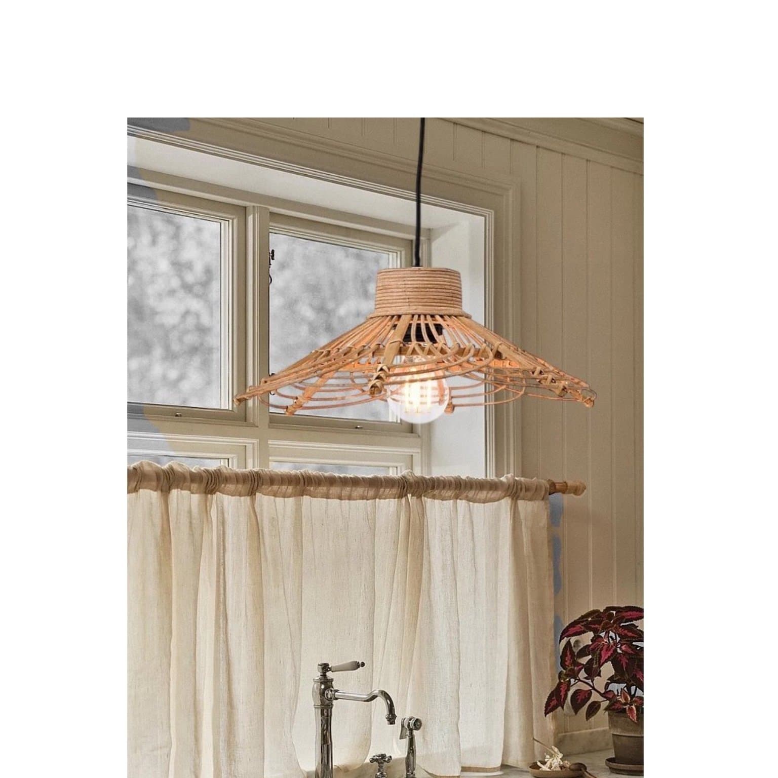 Taklampa rotting ny 35cm / fönsterlampa rotting / handgjord pendel lampa bambu