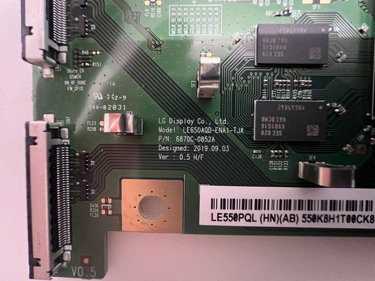 T-Con Board 6870C-0852 (LE650AQD-ENA1-TJA) för LG OLED55BX3LB TV