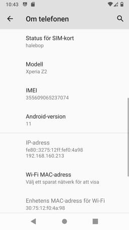 Unik Sony Xperia Z2, modell D6503 med android 11