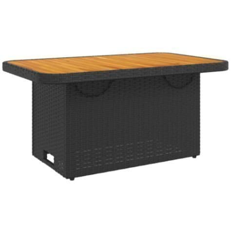 Nytt Trädgårdsbord svart 90x55x71 cm konstrotting och akaciaträ