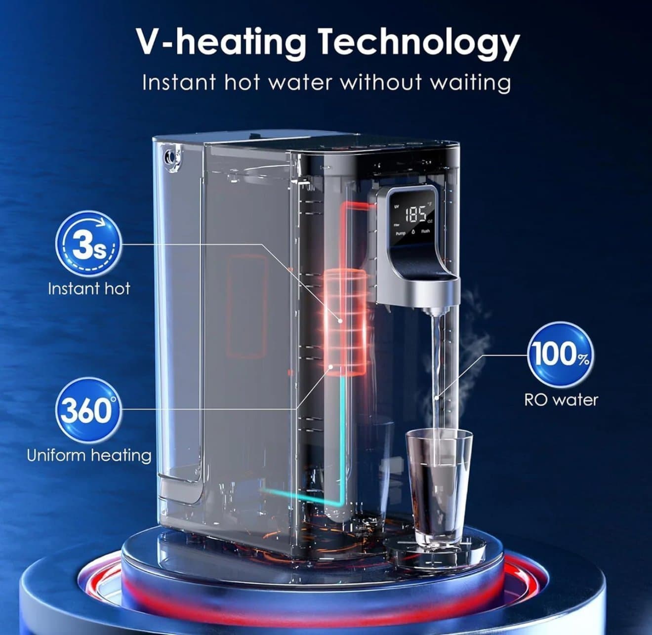 Vattenreningstank + Vattenkokare Waterdrop K19H-Instant Hot Countertop RO System