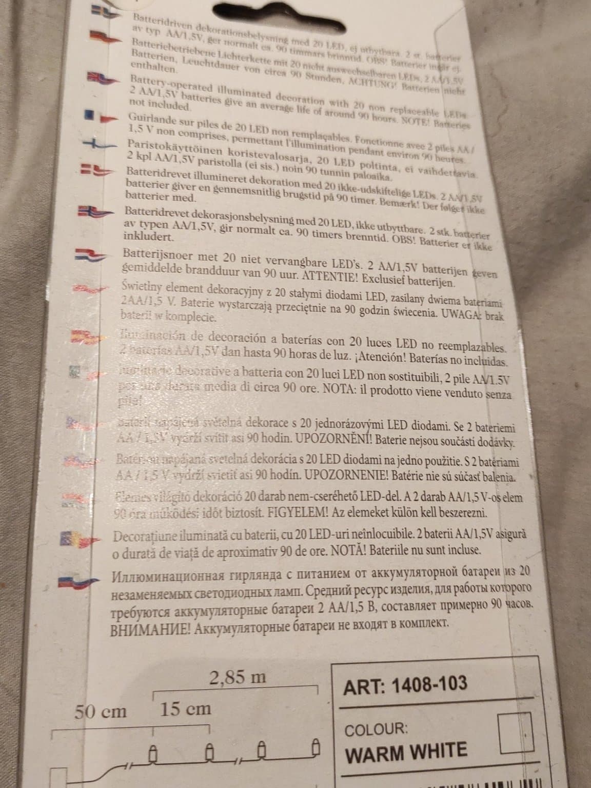 Ny batteridriven ljusslinga, Juldekorationer, Konstsmide