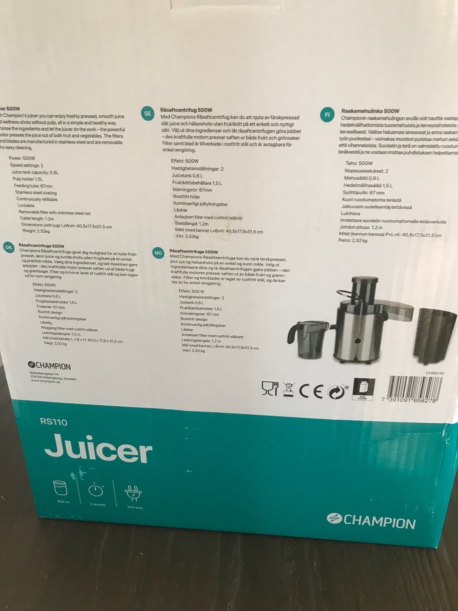 Ny mixer Champion RS110 Råsaftcentrifug smoothie 500W Norrköping