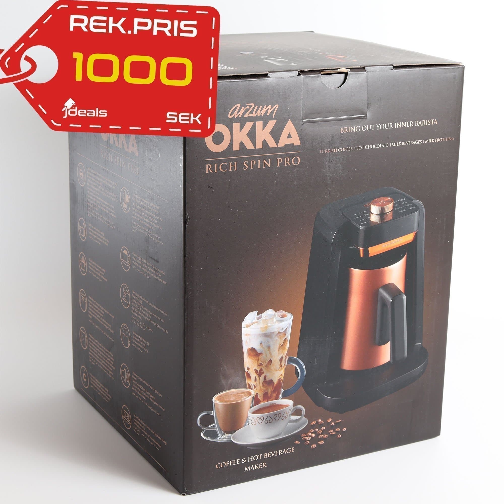 Arzum Okka Rich Spin Pro Turkisk Kaffemaskin – Modern Design – Krom