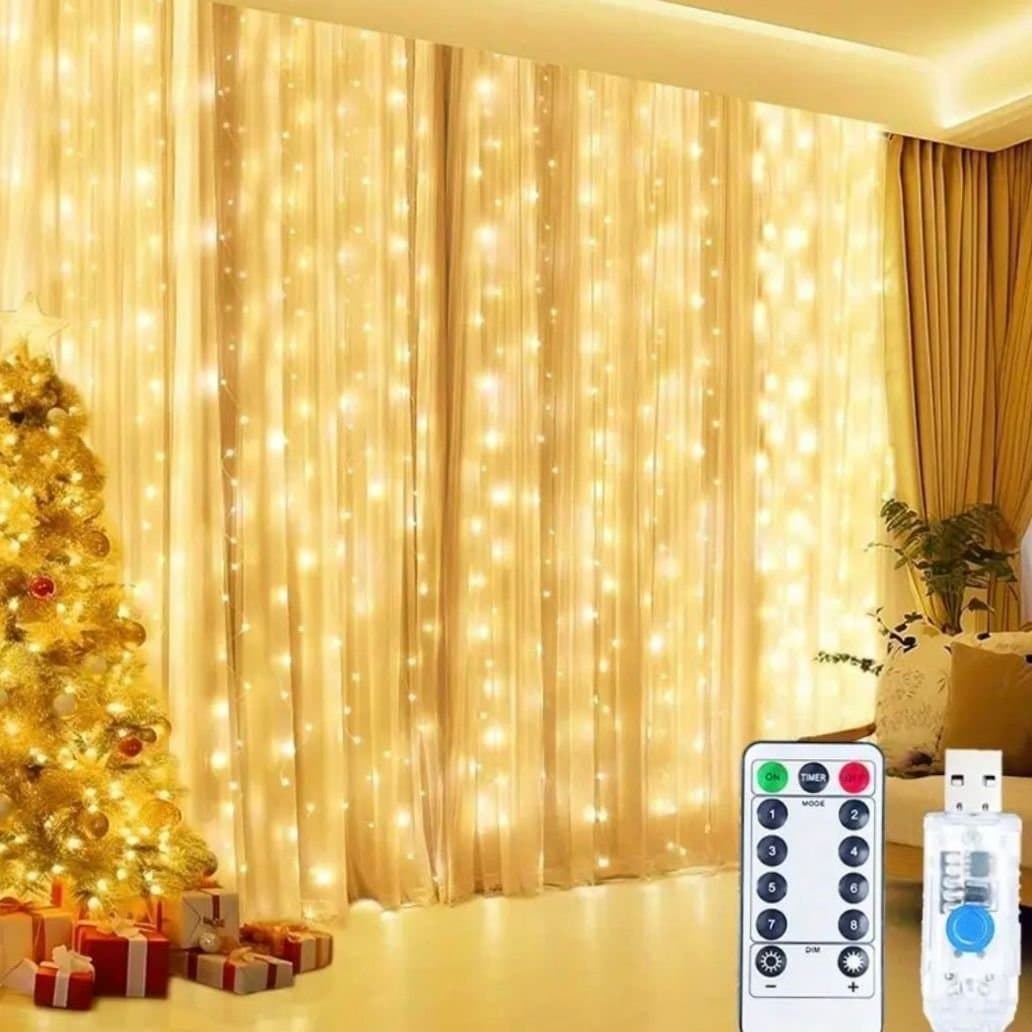 2 St LED Gardin Ljusslingor med Fjärrkontroller