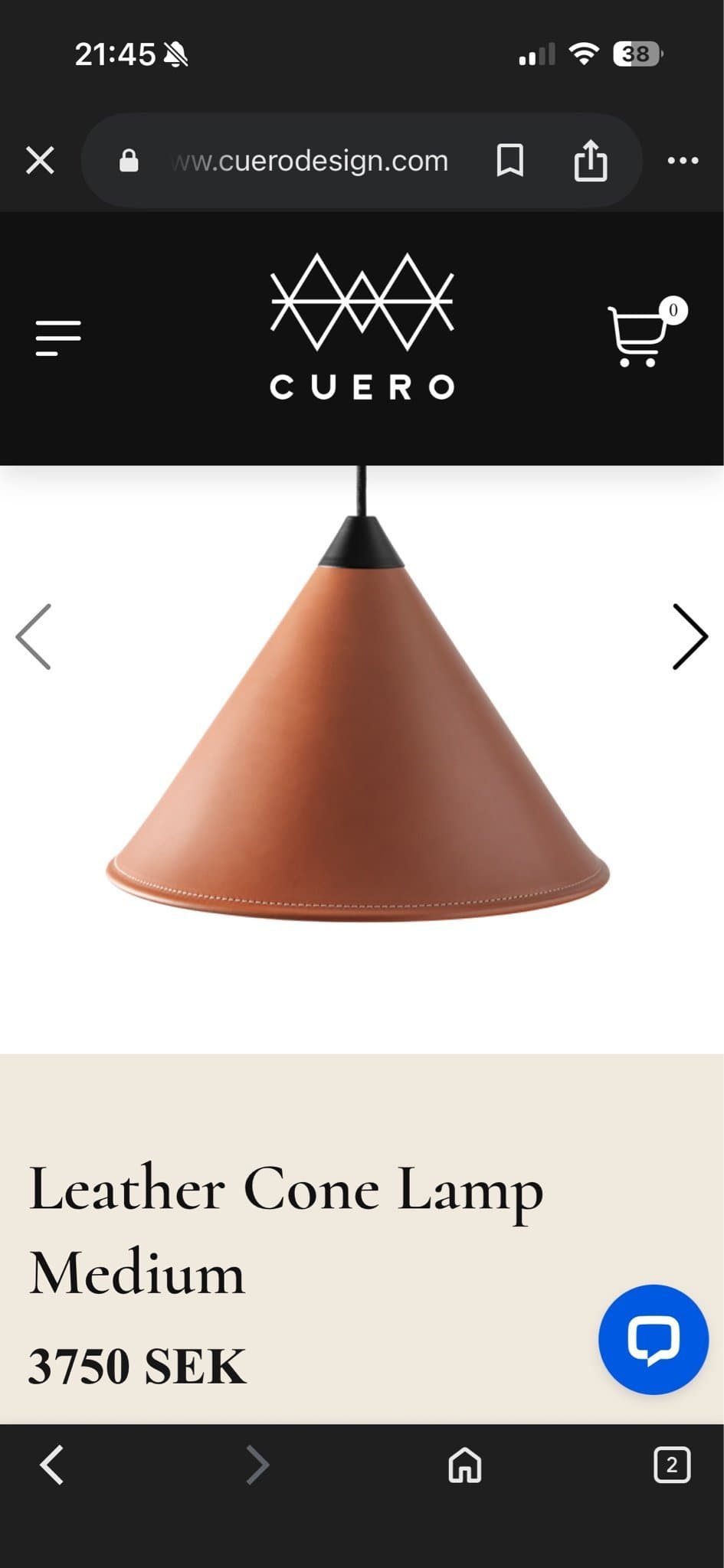 Cuero Leather Cone Lamp Medium