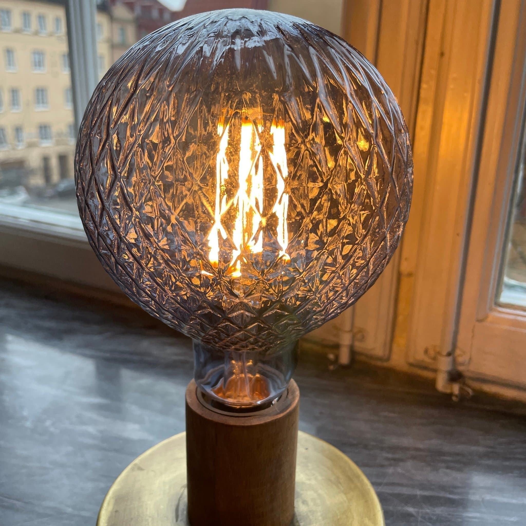 PR Home LED-lampa Cristal Grey - vintage globe 812511