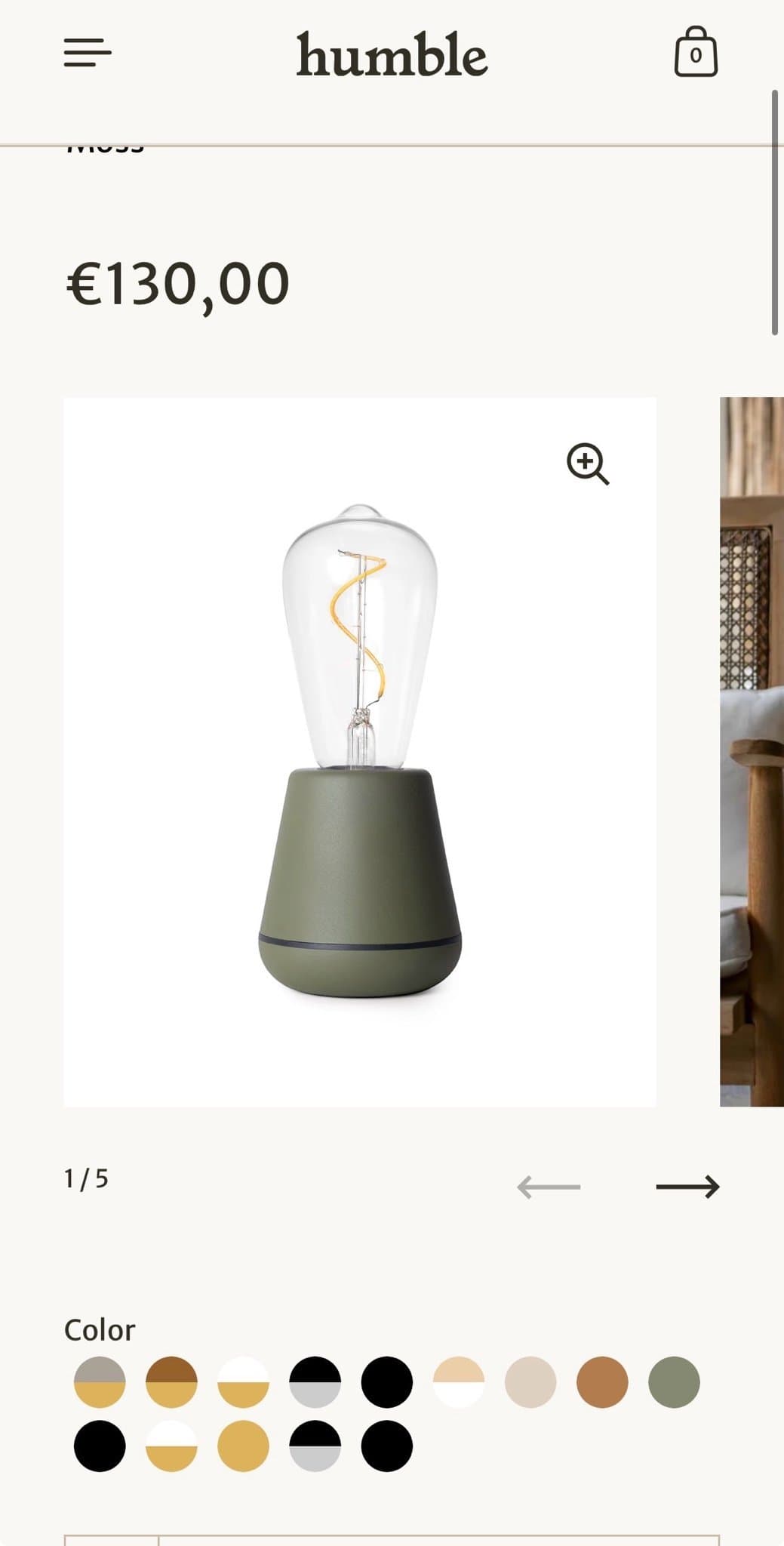 Humble Trådlös Bordslampa - Moss Grön