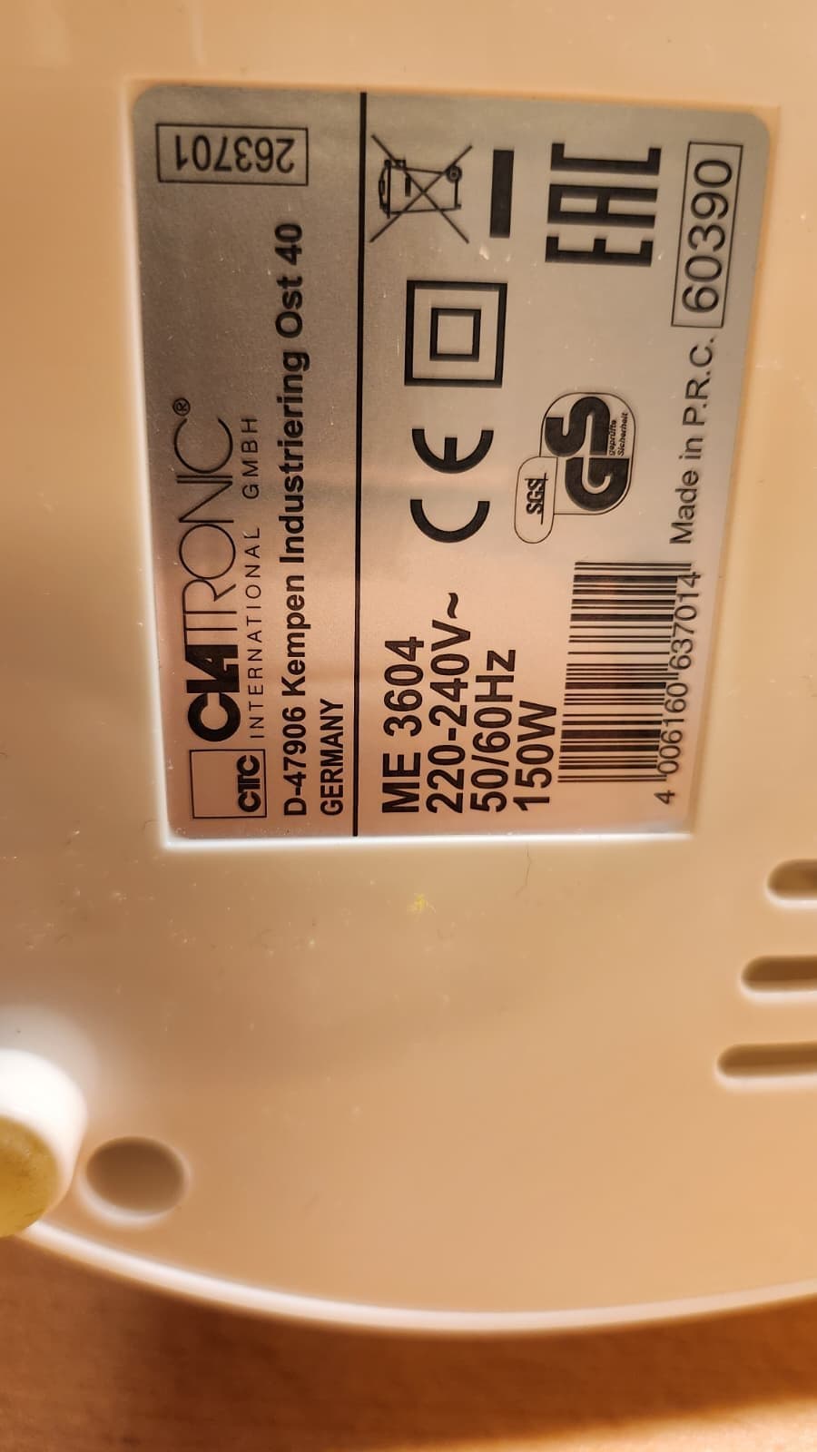 Clatronic ME 3604 elektrisk grönsaksskärare / rivmaskin – 150W