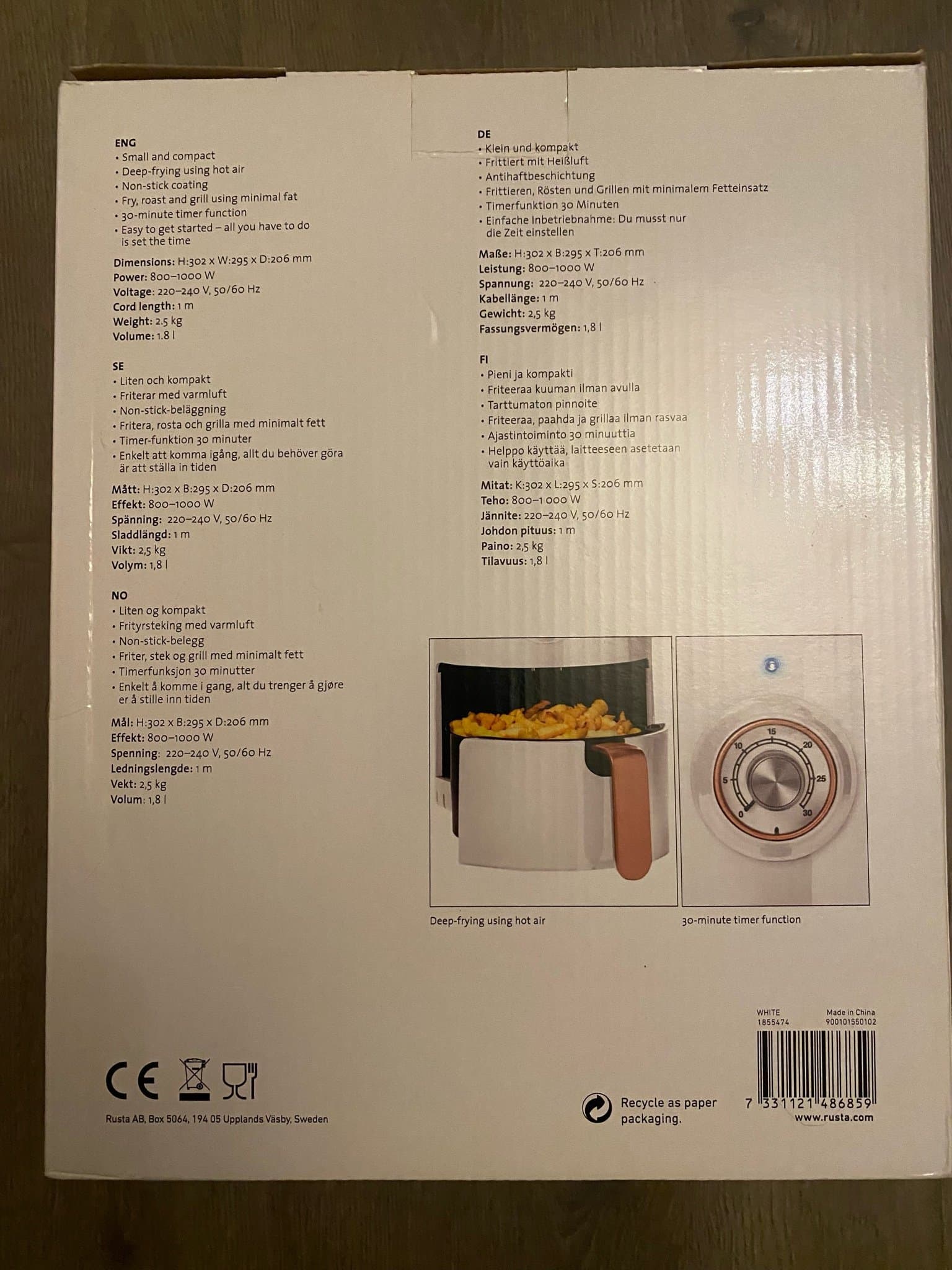 Fasett Air Fryer Retro 1.8 Liter