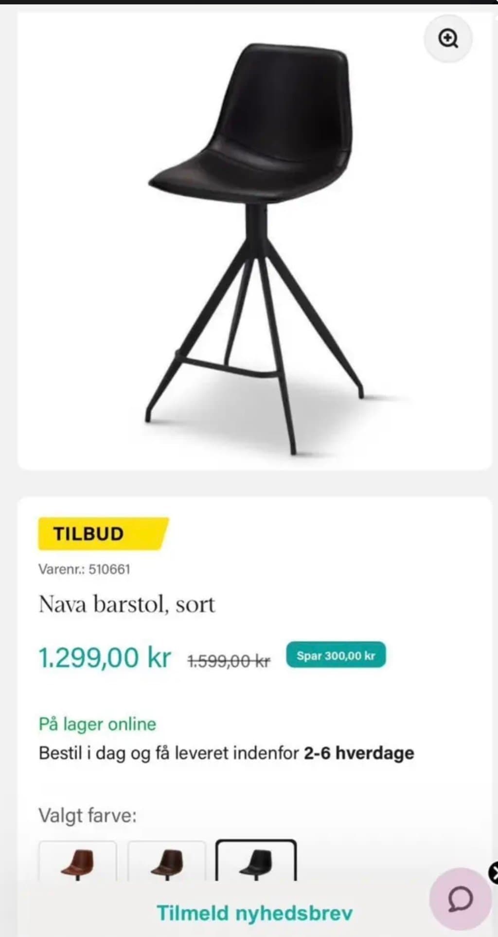 Nava barstol, svart