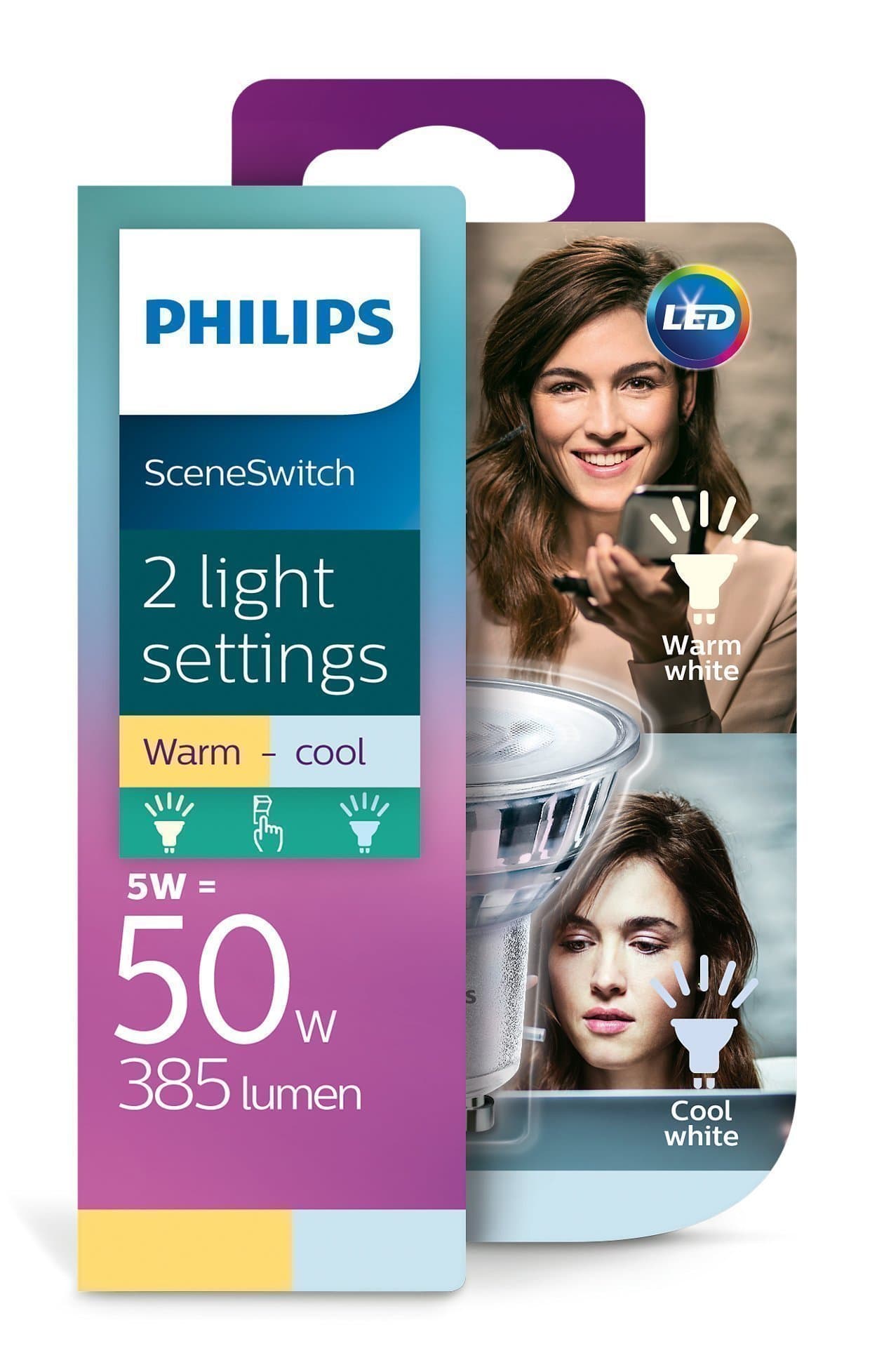 10 st Philips SceneSwitch LED 2 light setting *2 färger i 1* Warm - Cool 5W