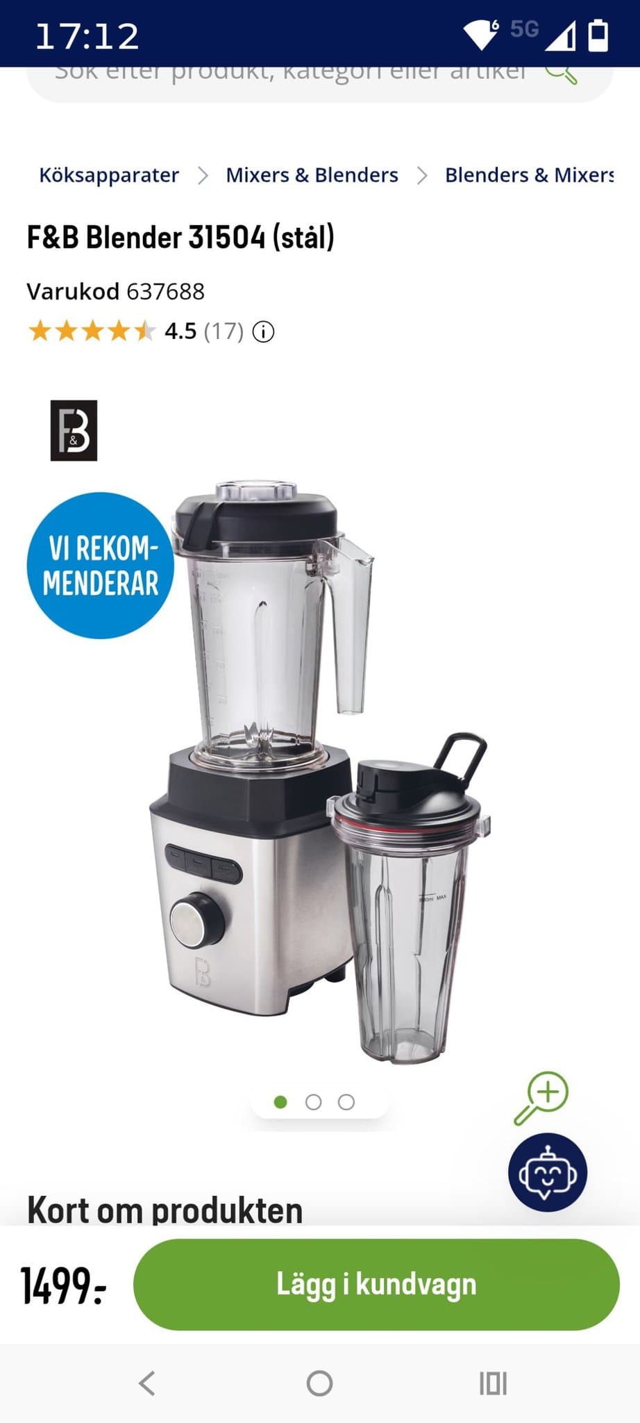 F&B Blender 31504 (Stål)