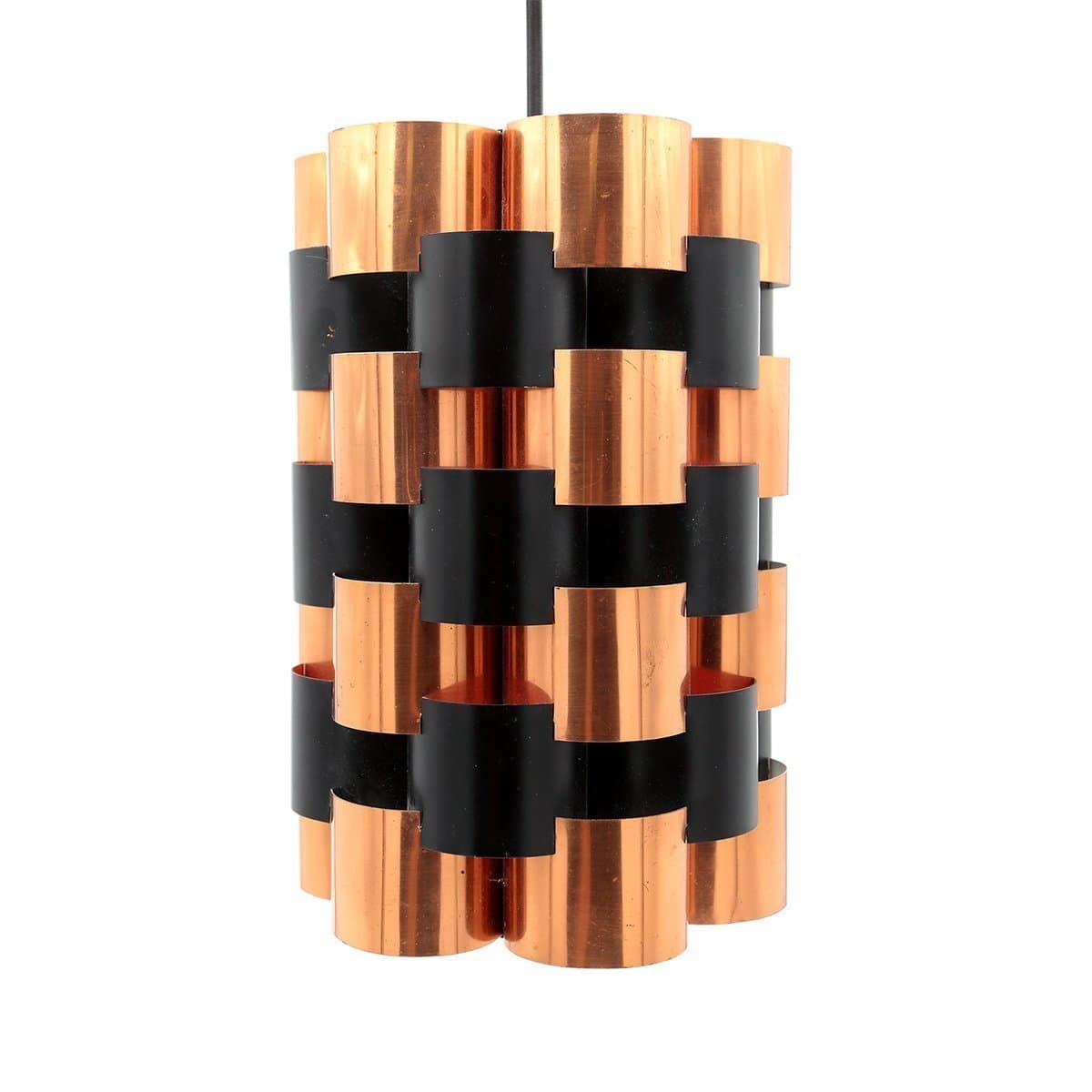 Werner Schou pendel i koppar och svart metall, 1960-talet