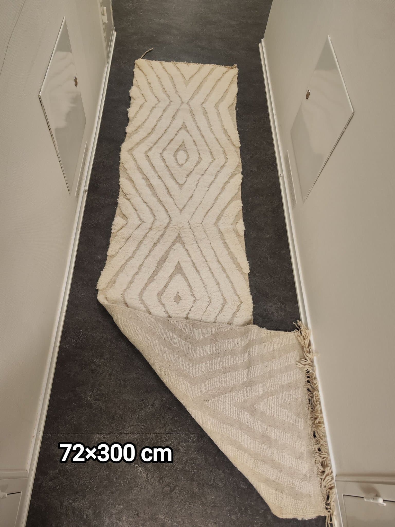 Helt ny äkta Berber Beni Ourain ull matta 72x300 cm