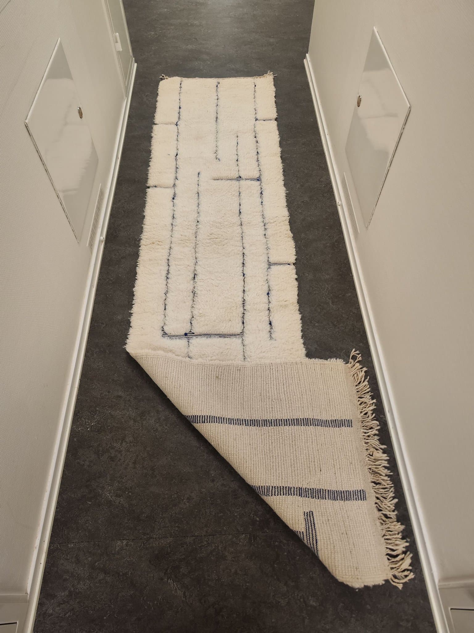 Helt ny äkta Berber Beni Ourain ull matta 71x300 cm