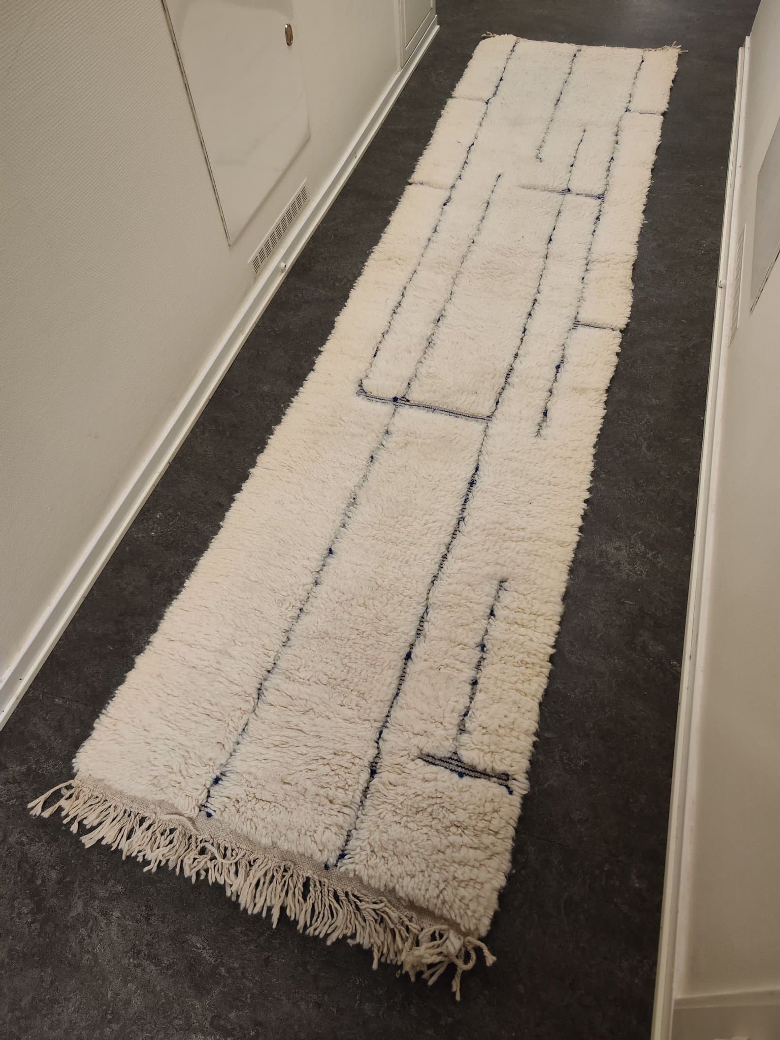 Helt ny äkta Berber Beni Ourain ull matta 71x300 cm
