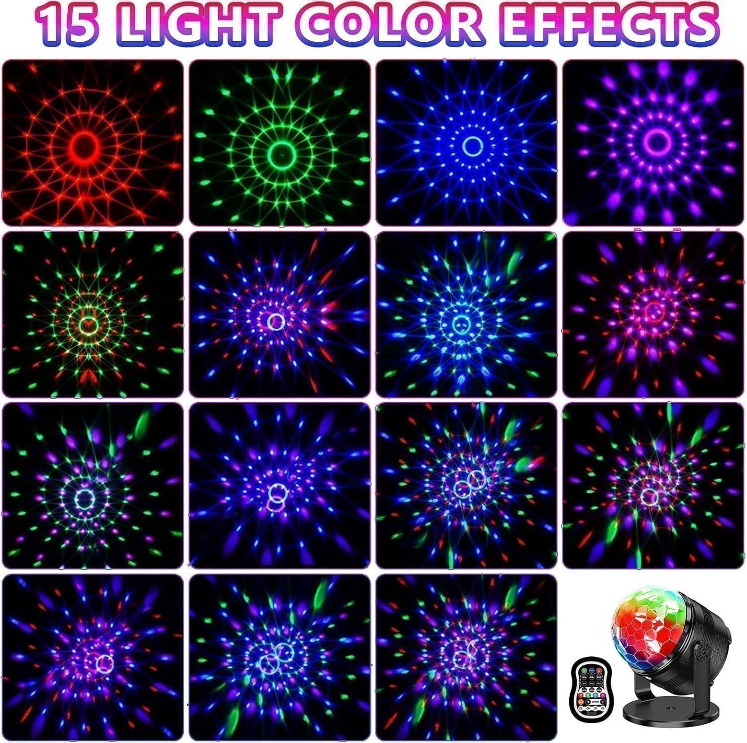 NY RGBP discolampa | 15 ljusfärger | Timer | Musik | USB | Perfekt för atmosfär!