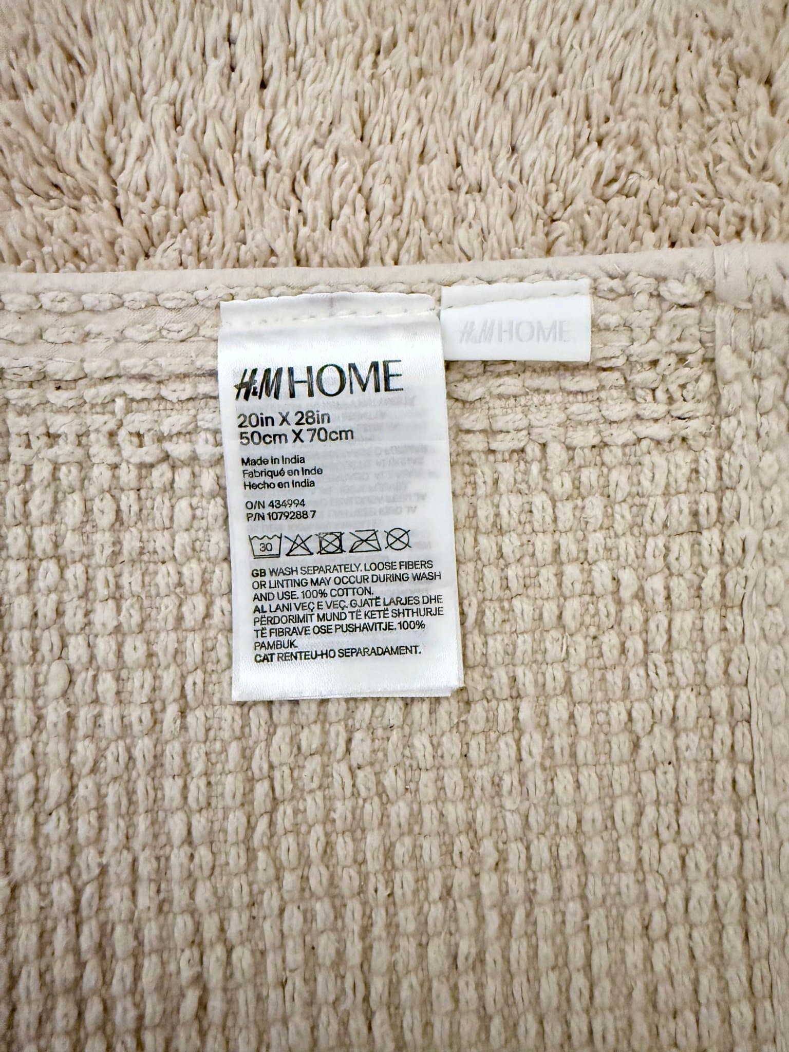 H&M Home Badrumsmatta bomull beige
