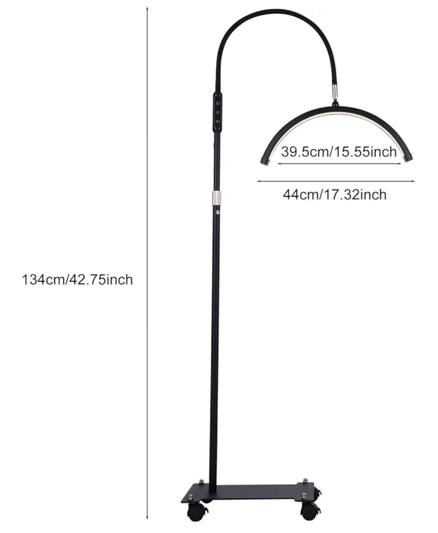 18 tums LED-lampa i halvmåneform med hjul och avtagbar klämma – 2 500 LM, CRI>95