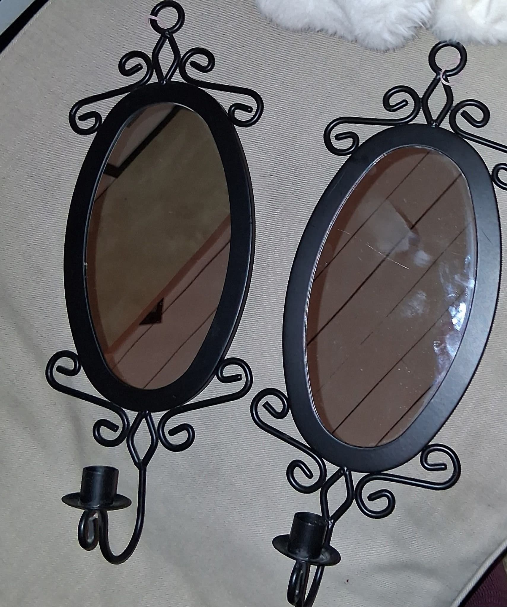 Väggspeglar med ljusstakar, 2 st