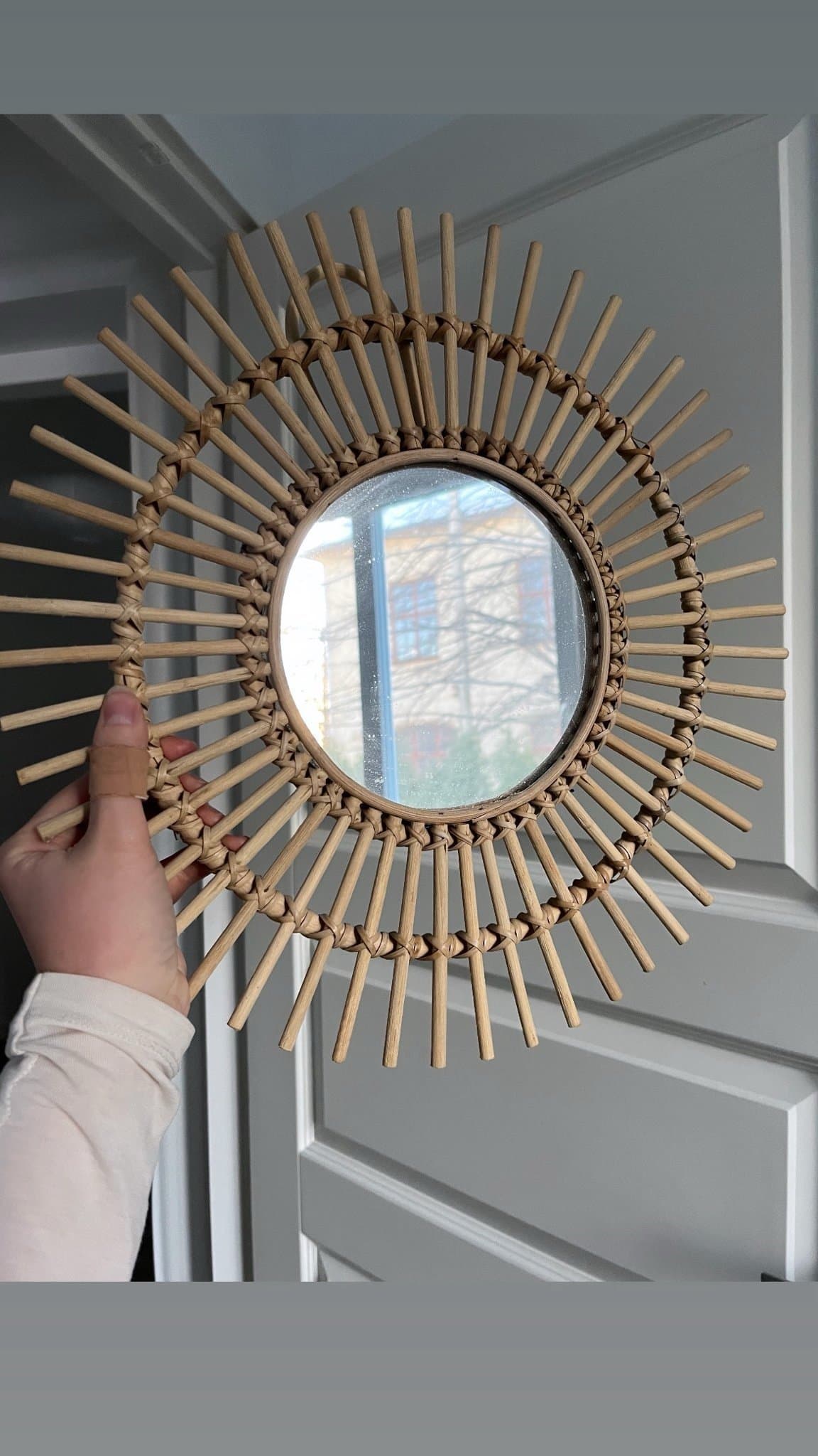 Rund spegel sol solspegel bambu rotting inredning bohem boho inredning H&M HOME