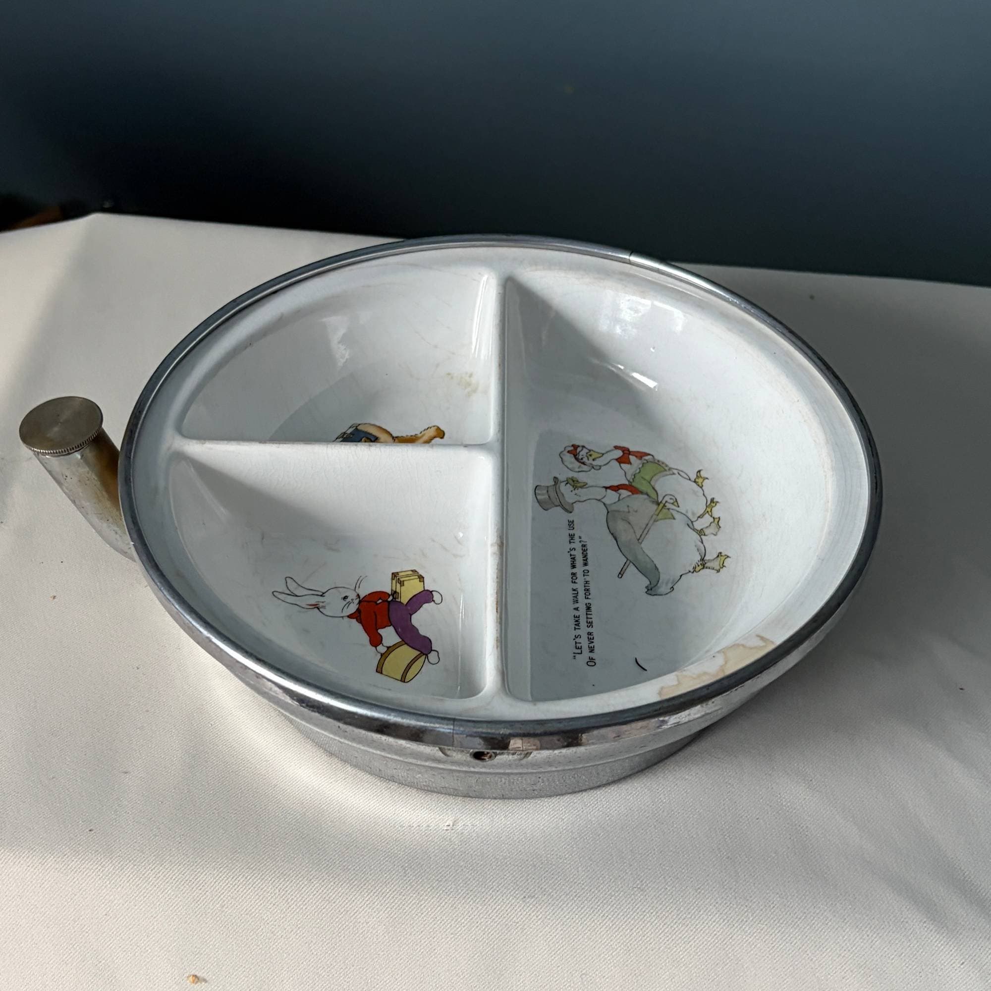 vintage varmhållare för barnmat ,barnmatskål med vattenmantel.