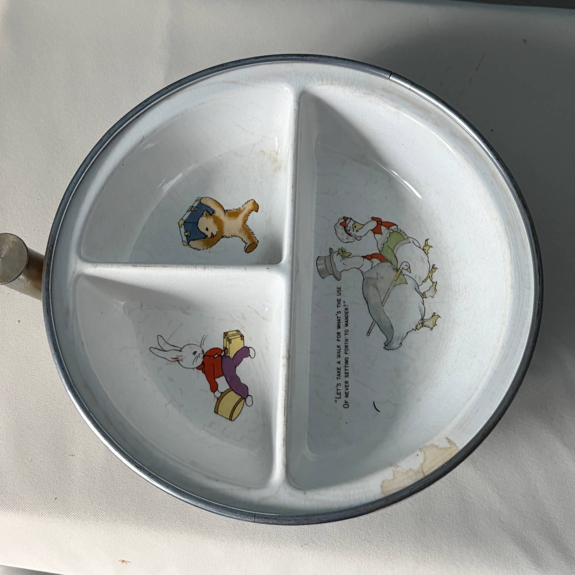 vintage varmhållare för barnmat ,barnmatskål med vattenmantel.