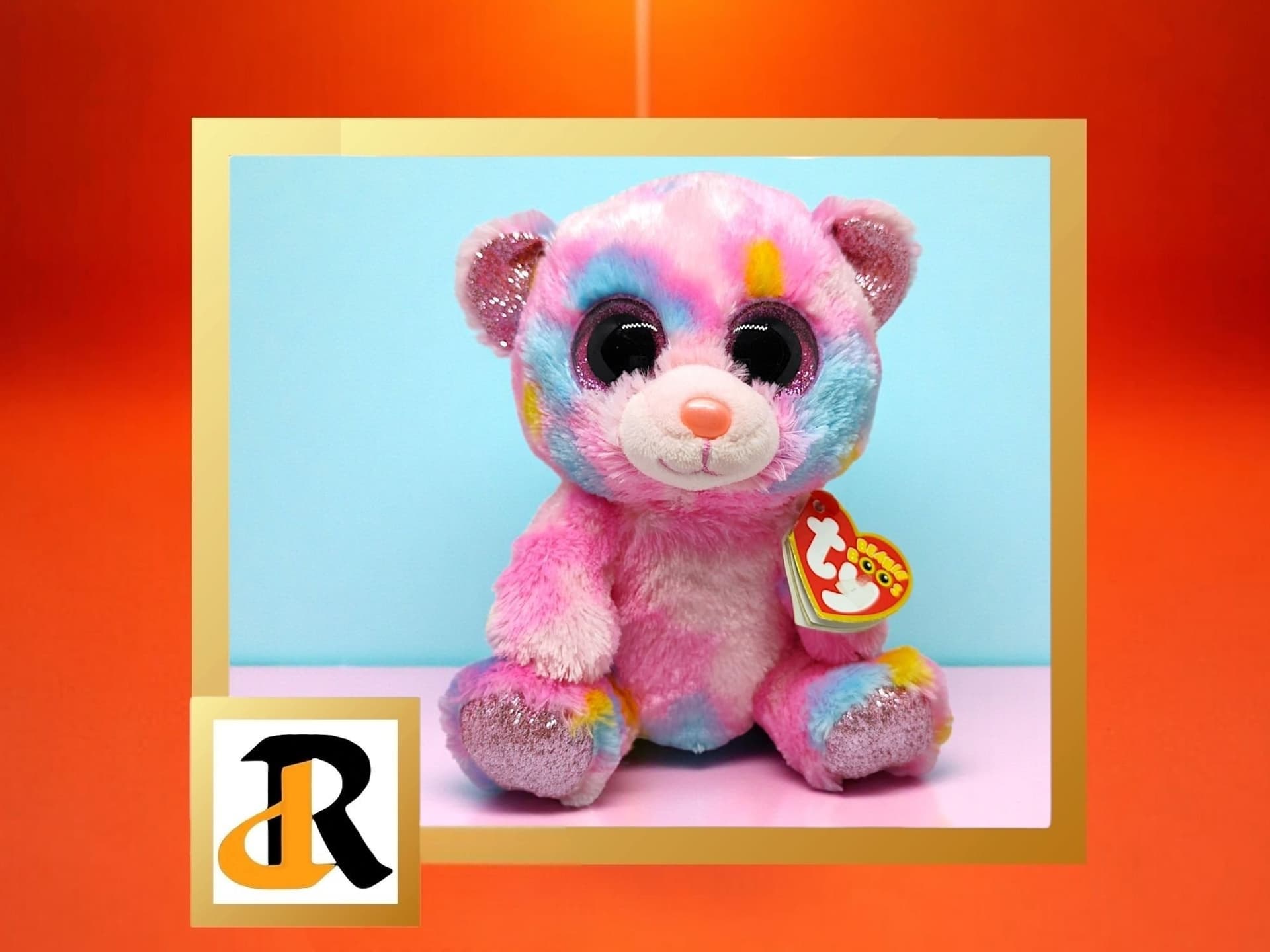 Söt Ty Beanie Boo's Franky björn med stora ögon och glitterdetaljer.
