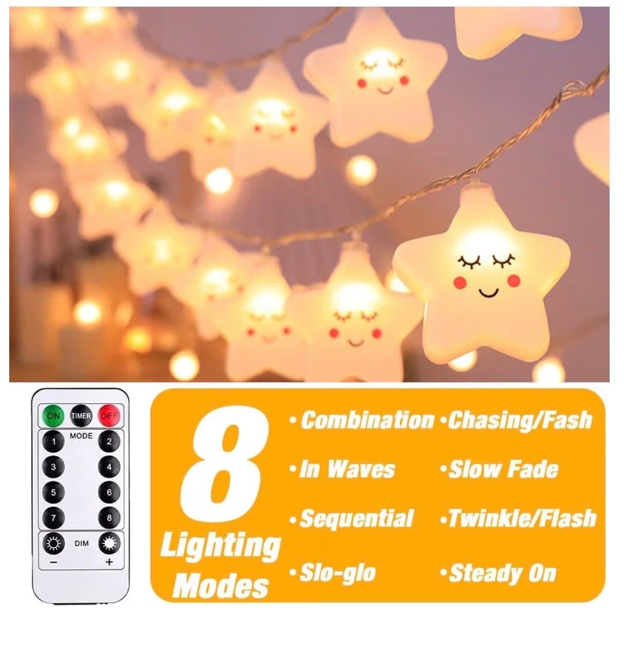 Mysig stjärnljusslinga för barnrum – perfekt ovanför spjälsäng