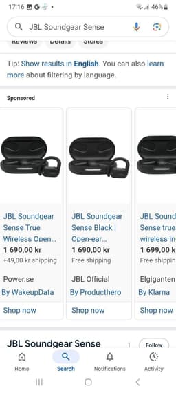 JBL Soundgear Sense Hörlurar