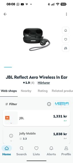 JBL Reflect Aero TWS Hörlurar