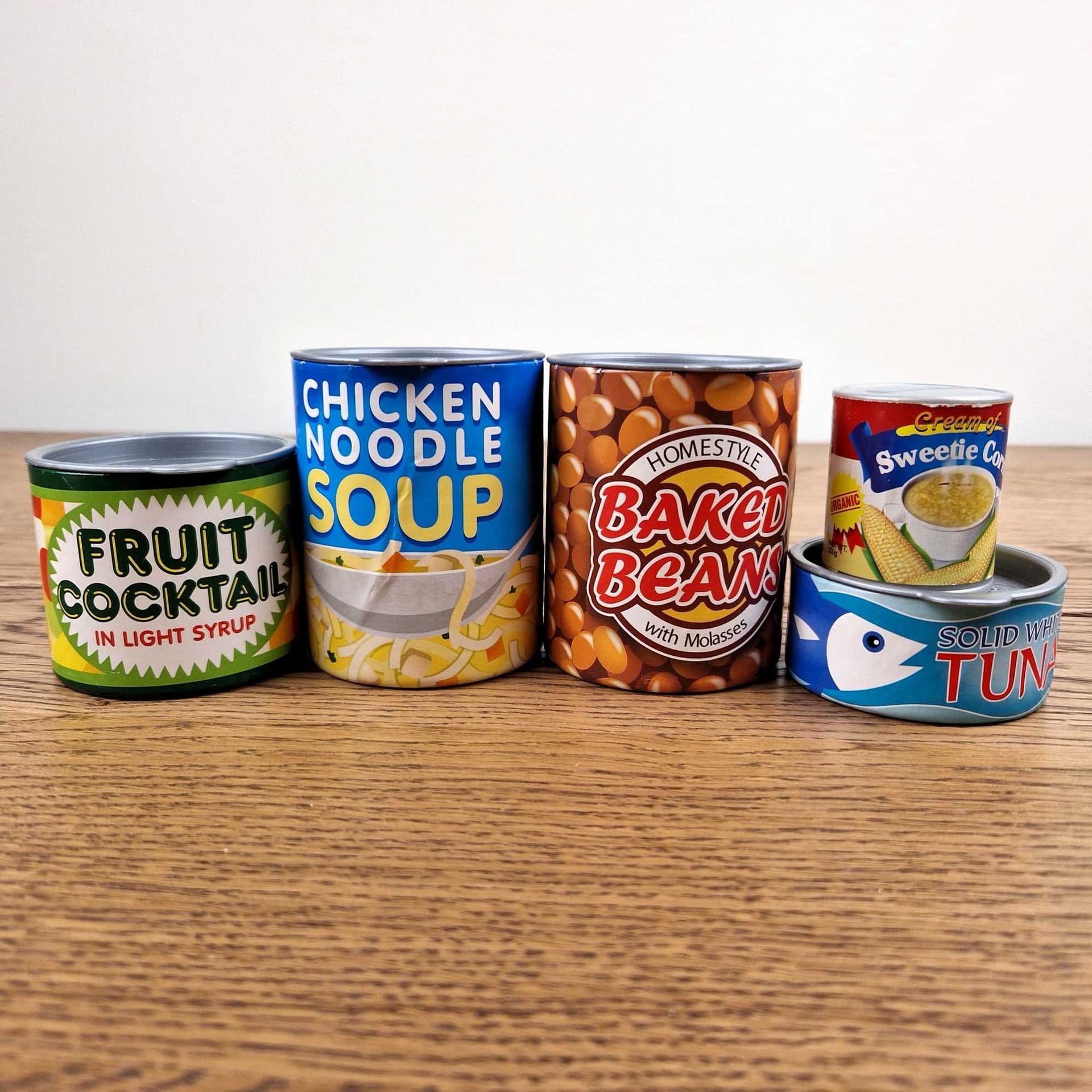Melissa & Doug Play Food Cans Set - Toy Kitchen Role Play - Cardboard with Plast