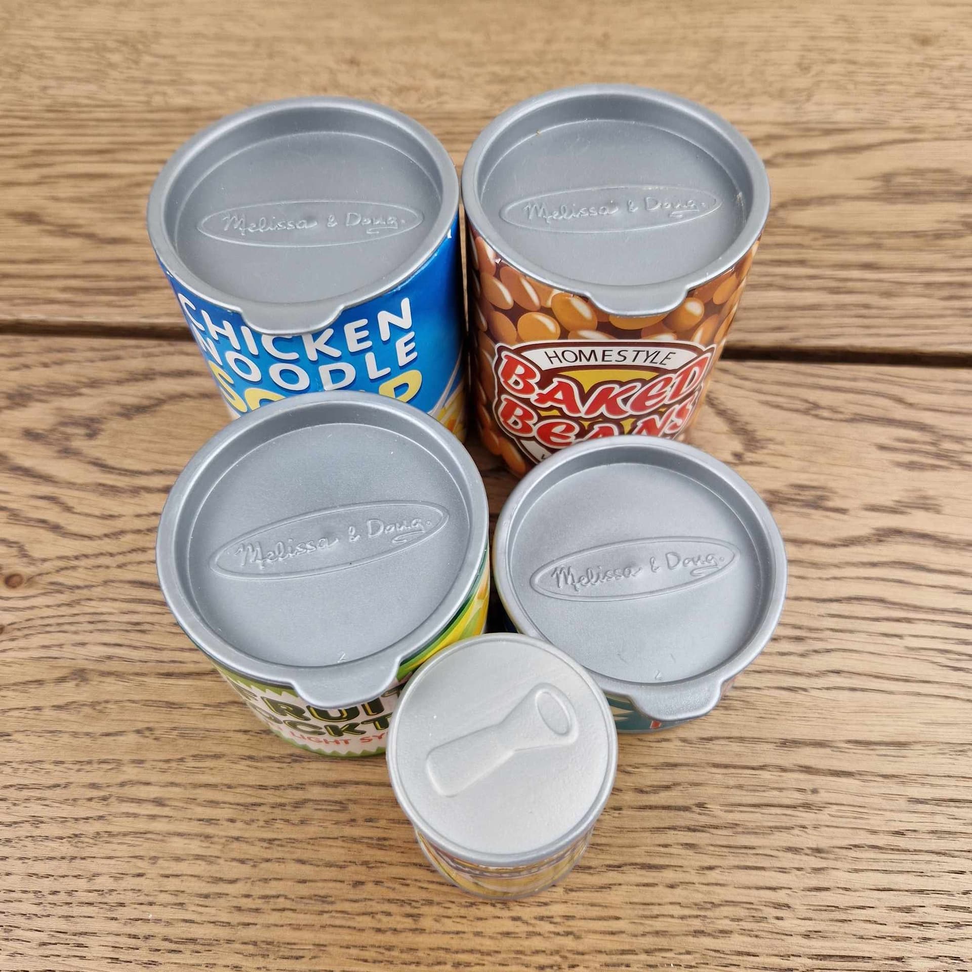 Melissa & Doug Play Food Cans Set - Toy Kitchen Role Play - Cardboard with Plast