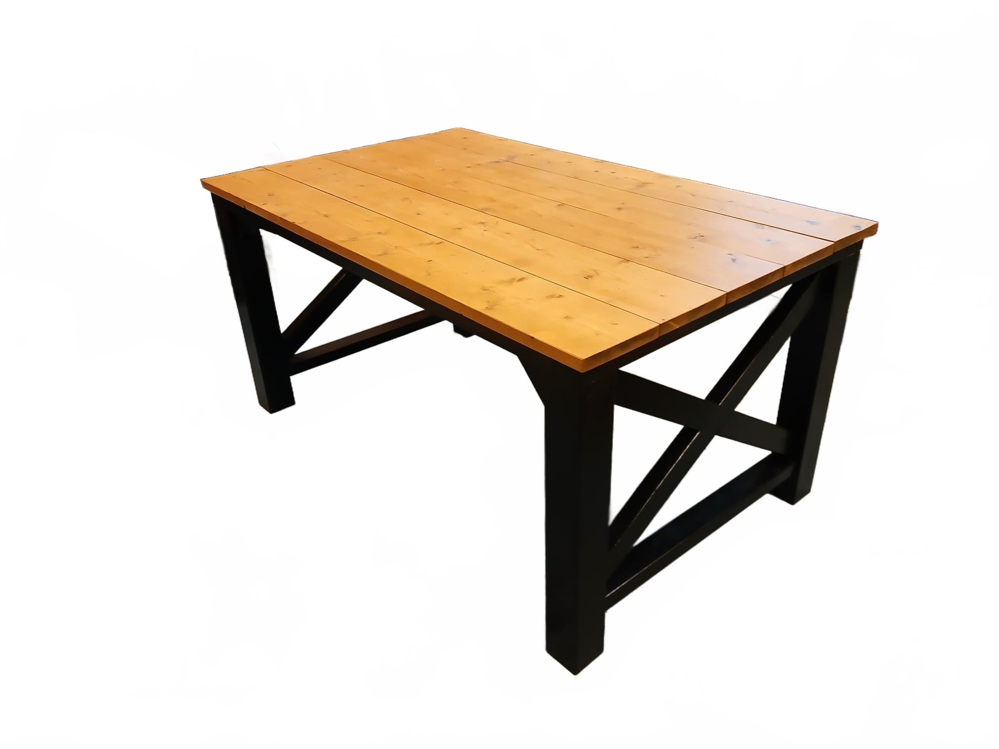 Houten Tafel met Zwart Onderstel