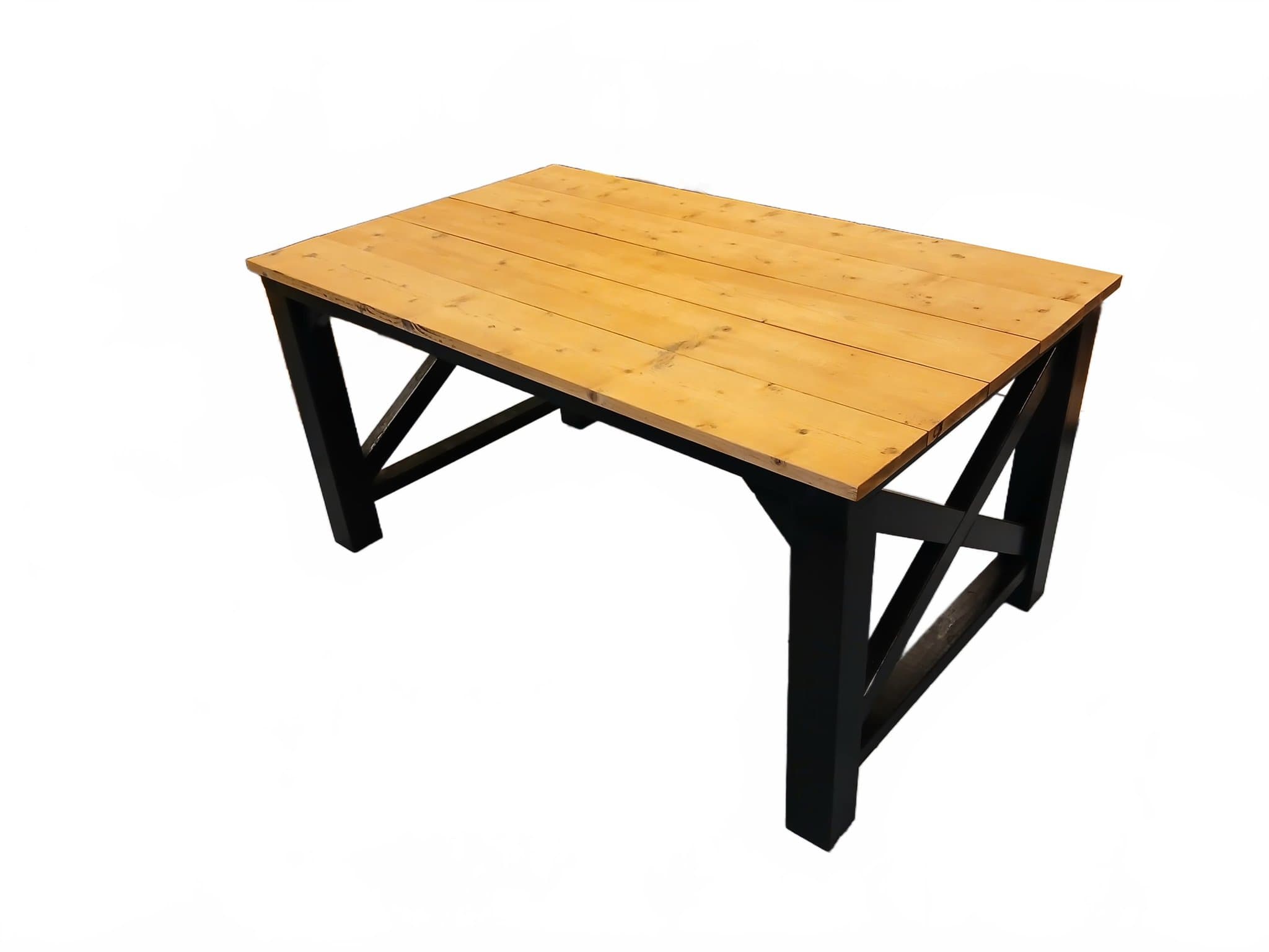 Houten Tafel met Zwart Onderstel