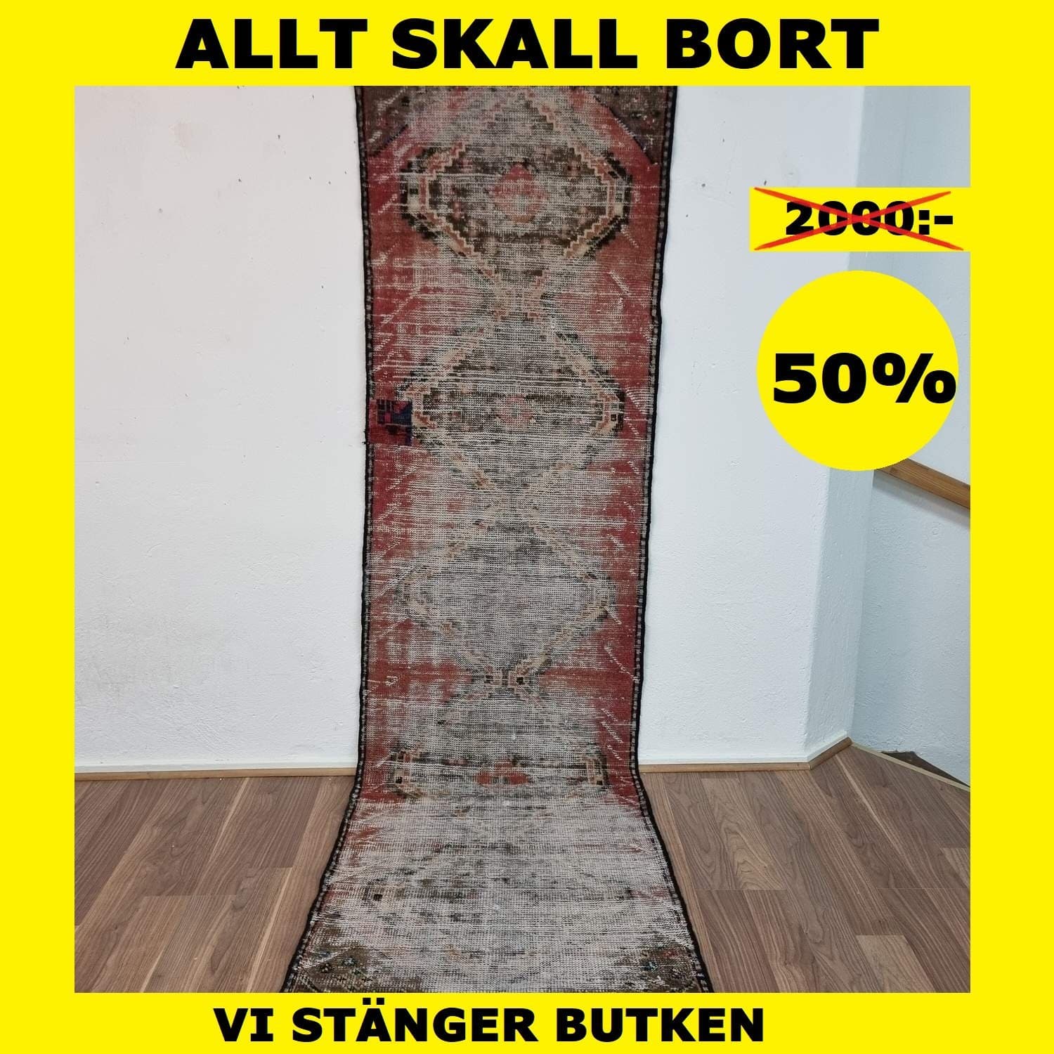Äkta Vintage matta ca: 270x70 cm