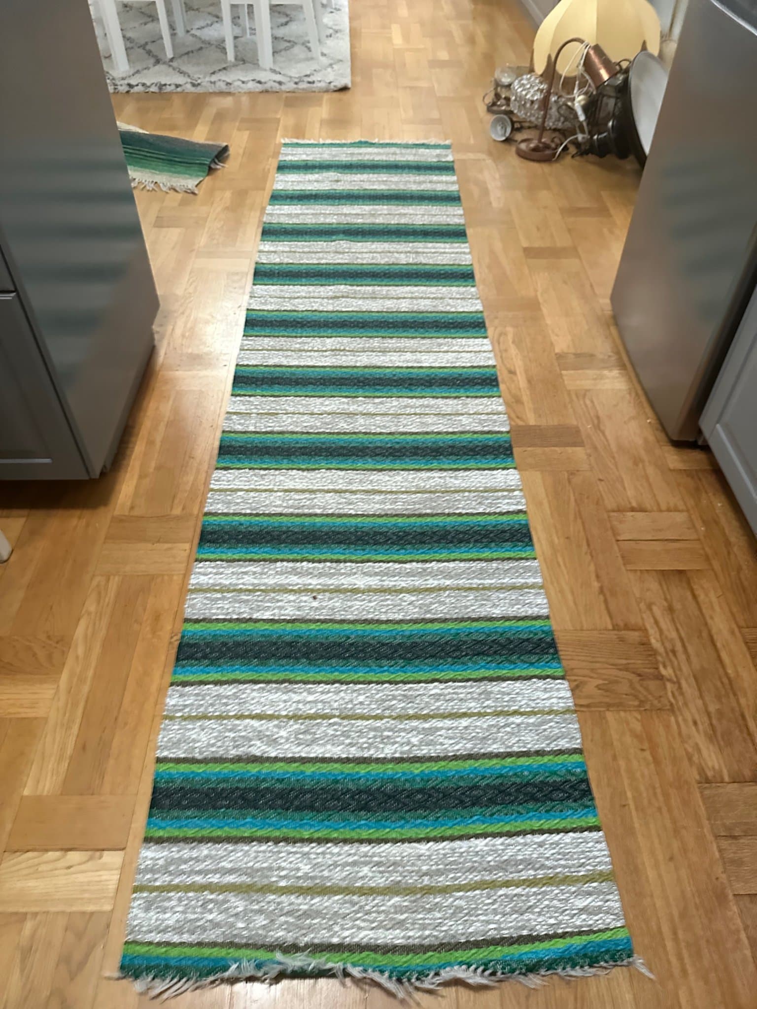 Plastmatta retro vintage ruggs matta hallmatta gångmatta, tvättad djurfri rökfri