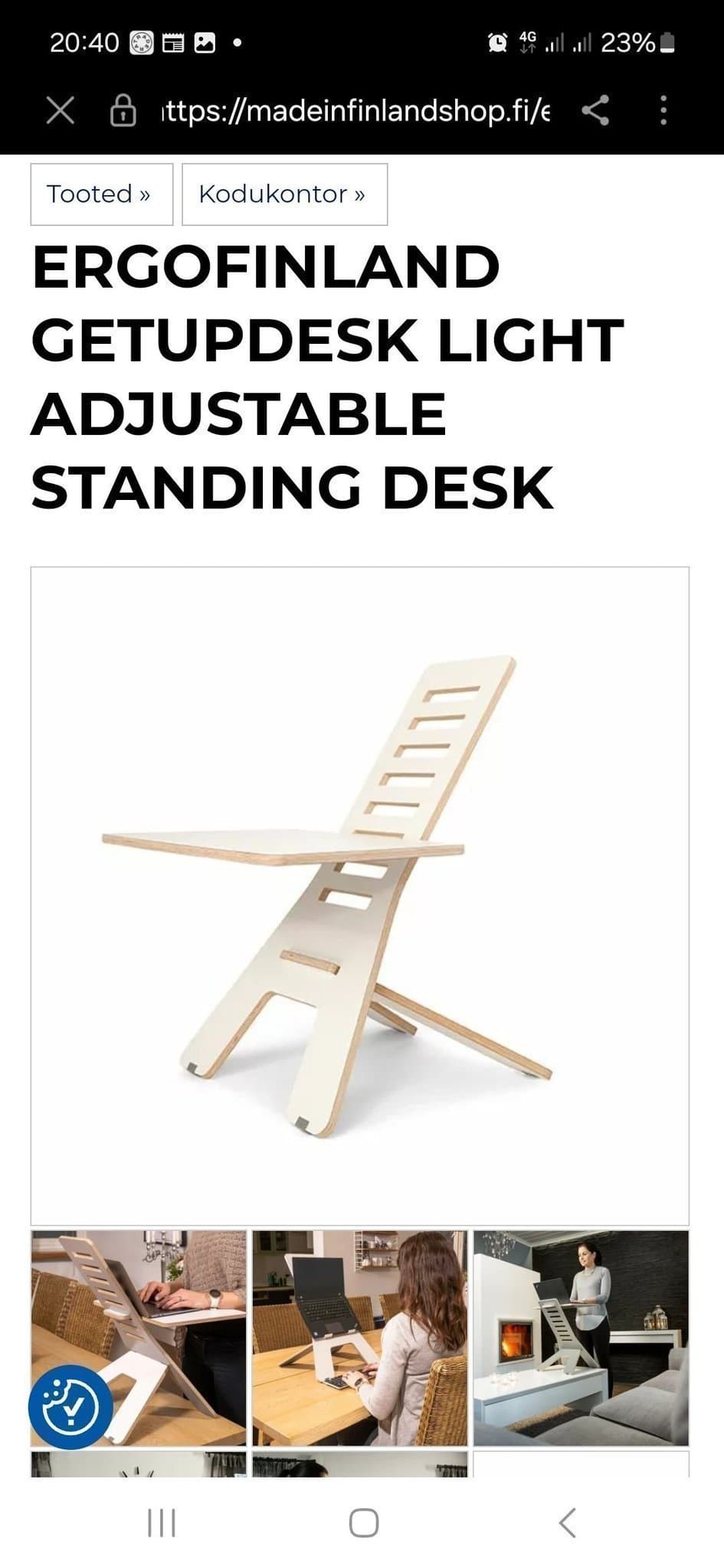 Ergofinland GetUpDesk Light Justerbart databord hylla